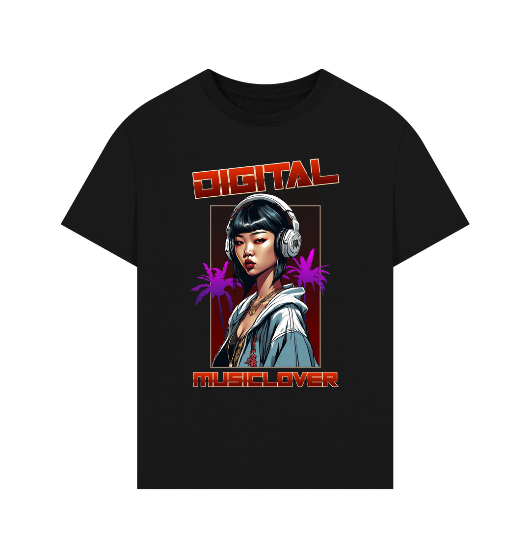 Black Printed T-shirt Front